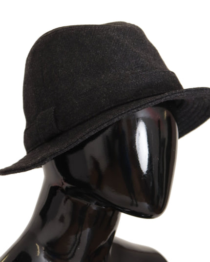 Dolce & Gabbana Gray Virgin Wool Logo Fedora Trilby Cappello Hat