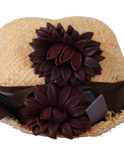 Dolce & Gabbana Yellow Ribbon Floral Embellished Straw Hat