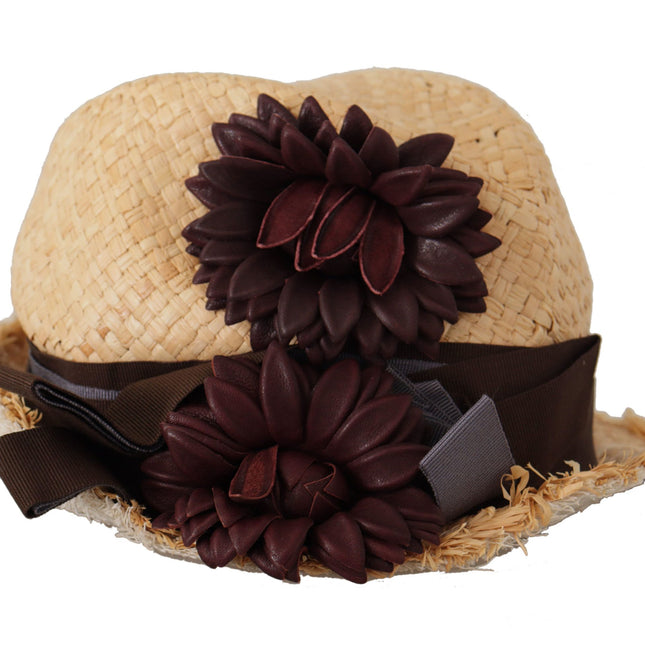 Dolce & Gabbana Yellow Ribbon Floral Embellished Straw Hat