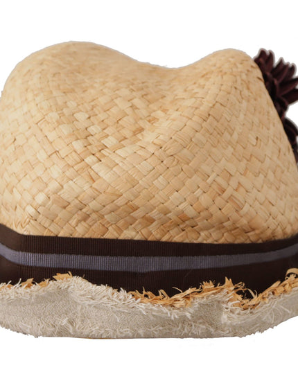 Dolce & Gabbana Yellow Ribbon Floral Embellished Straw Hat