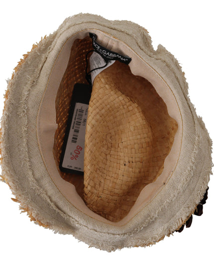 Dolce & Gabbana Yellow Ribbon Floral Embellished Straw Hat