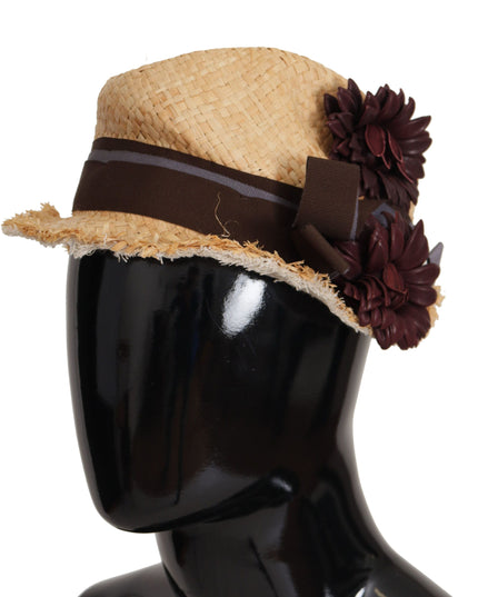 Dolce & Gabbana Yellow Ribbon Floral Embellished Straw Hat