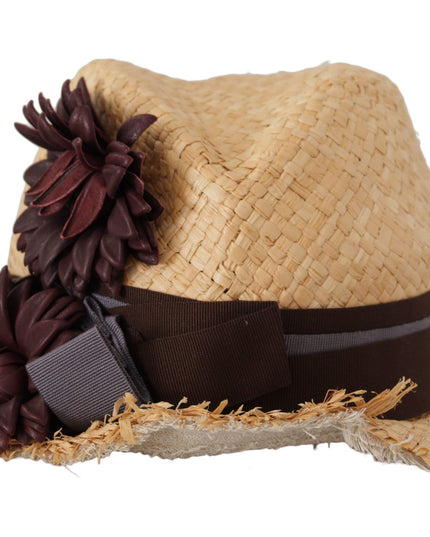 Dolce & Gabbana Yellow Ribbon Floral Embellished Straw Hat
