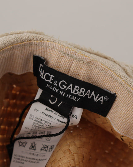 Dolce & Gabbana Yellow Ribbon Floral Embellished Straw Hat