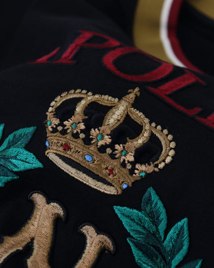 Dolce & Gabbana Black Cotton Embroidered Crewneck T-shirt