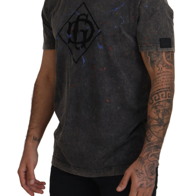 Dolce & Gabbana Gray Discolored Effect DG Logo T-shirt