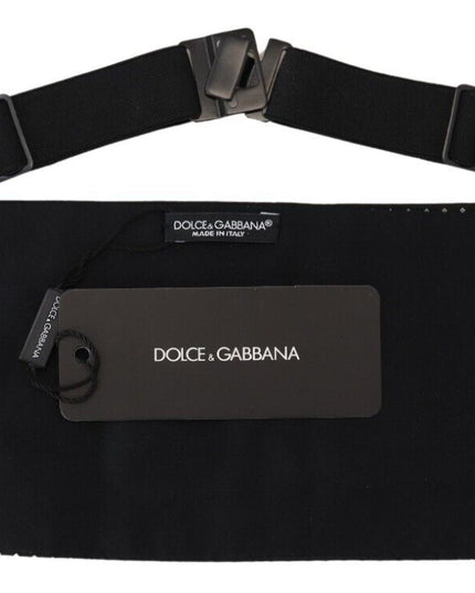 Dolce & Gabbana Black Polka Dot Wide Waist Men Belt Cummerband