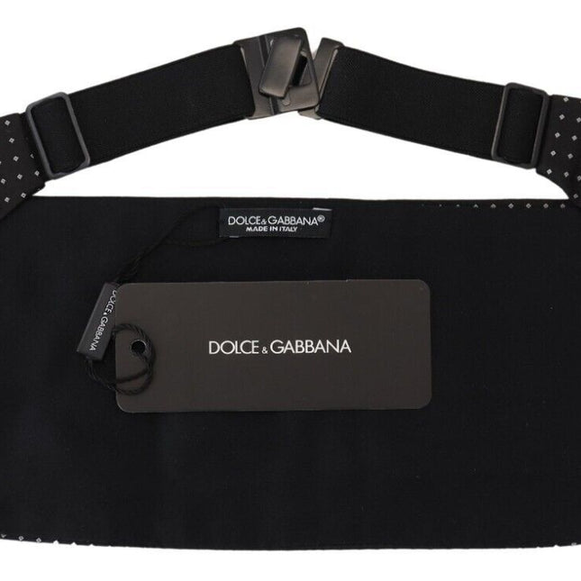 Dolce & Gabbana Black Polka Dot Wide Waist Men Belt Cummerband