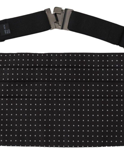 Dolce & Gabbana Black Polka Dot Wide Waist Men Belt Cummerband