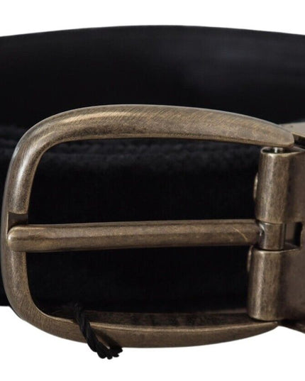 Dolce & Gabbana Black Velvet Leather Antique Metal Buckle