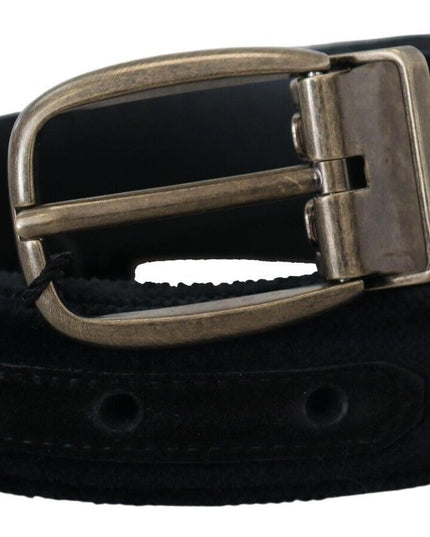 Dolce & Gabbana Black Velvet Leather Antique Metal Buckle