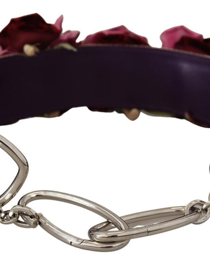 Dolce & Gabbana Multicolor Floral Appliques Metal Shoulder Strap