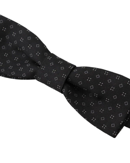 Dolce & Gabbana Black Pattern Silk Adjustable Neck Papillon Bow Tie