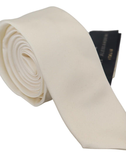 Daniele Alessandrini Off White Silk Men Necktie Adjustable Accessory Tie