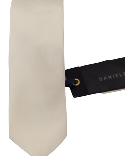 Daniele Alessandrini Off White Silk Men Necktie Adjustable Accessory Tie