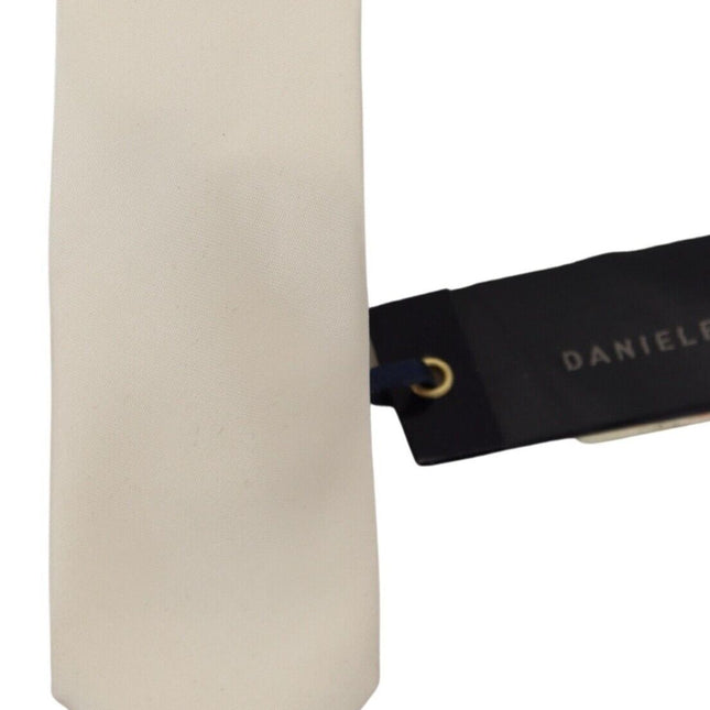 Daniele Alessandrini Off White Silk Men Necktie Adjustable Accessory Tie