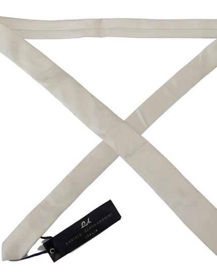 Daniele Alessandrini Off White Silk Men Necktie Adjustable Accessory Tie