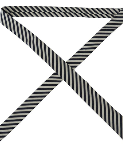 Denny Rose White Blue Striped Classic Adjustable Men Silk Tie