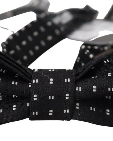 Dolce & Gabbana Black Silk Patterned Neck Papillon Accessory Bow Tie