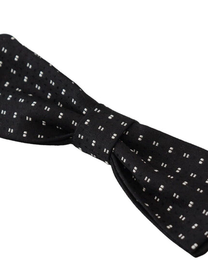 Dolce & Gabbana Black Silk Patterned Neck Papillon Accessory Bow Tie