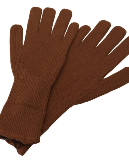 Dolce & Gabbana Brown Cashmere Knitted Hands Mitten Mens Gloves