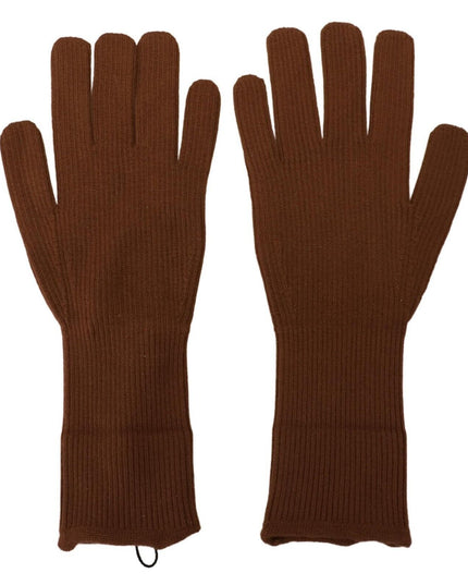 Dolce & Gabbana Brown Cashmere Knitted Hands Mitten Mens Gloves