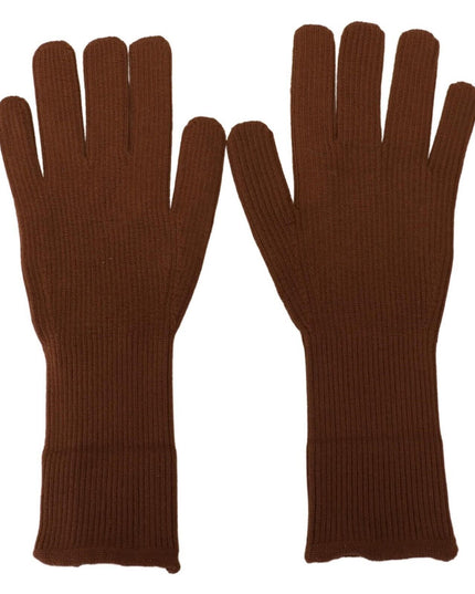 Dolce & Gabbana Brown Cashmere Knitted Hands Mitten Mens Gloves