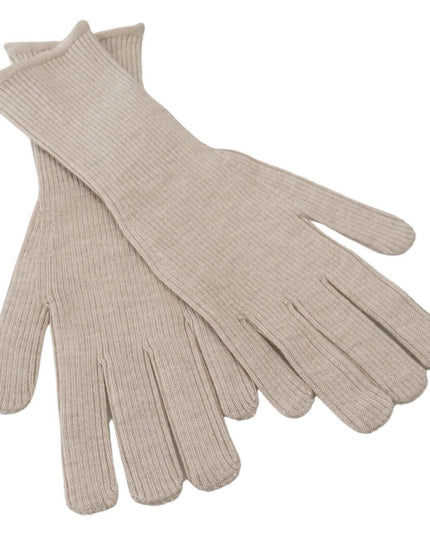 Dolce & Gabbana Ivory Cashmere Silk Hands Mitten Mens Gloves