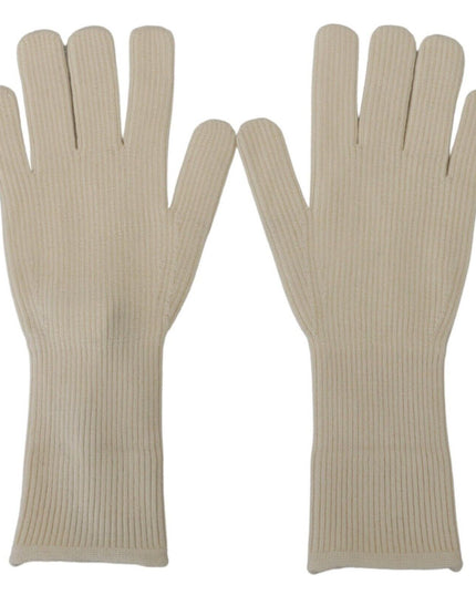 Dolce & Gabbana White Cashmere Knitted Hands Mitten Mens Gloves