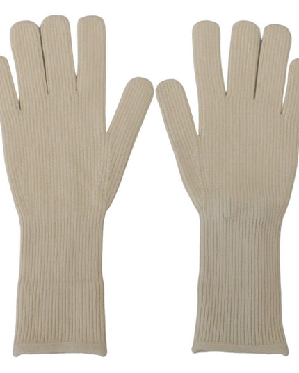 Dolce & Gabbana White Cashmere Knitted Hands Mitten Mens Gloves