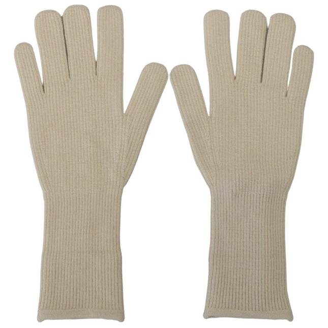 Dolce & Gabbana White Cashmere Knitted Hands Mitten Mens Gloves