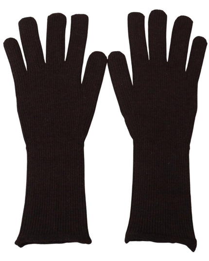 Dolce & Gabbana Brown Cashmere Silk Hands Mitten Mens Gloves