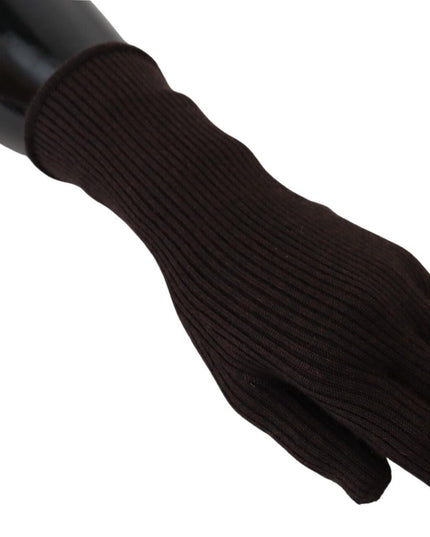 Dolce & Gabbana Brown Cashmere Silk Hands Mitten Mens Gloves