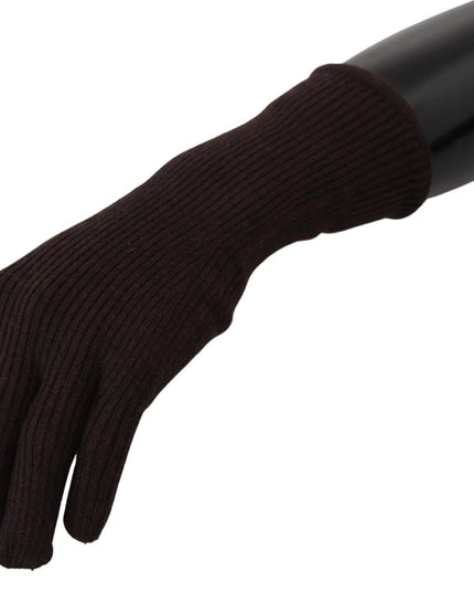 Dolce & Gabbana Brown Cashmere Silk Hands Mitten Mens Gloves