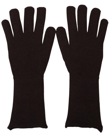 Dolce & Gabbana Brown Cashmere Silk Hands Mitten Mens Gloves
