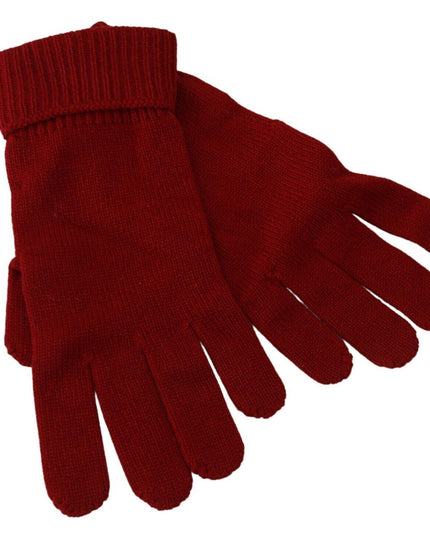 Dolce & Gabbana Red 100% Cashmere Knit Hands Mitten Mens Gloves
