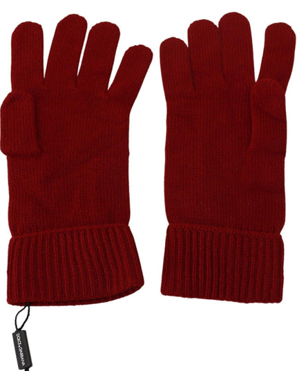 Dolce & Gabbana Red 100% Cashmere Knit Hands Mitten Mens Gloves