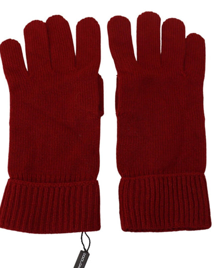 Dolce & Gabbana Red 100% Cashmere Knit Hands Mitten Mens Gloves