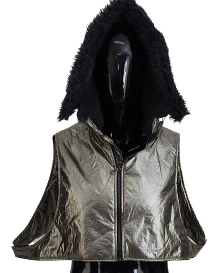 Dolce & Gabbana Silver Fur Whole Head Wrap Men Capello Nylon Hat