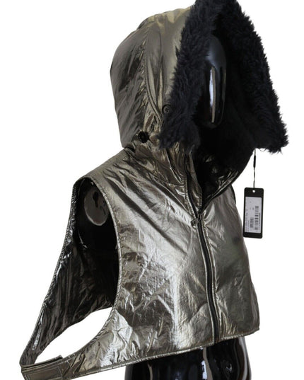 Dolce & Gabbana Silver Fur Whole Head Wrap Men Capello Nylon Hat