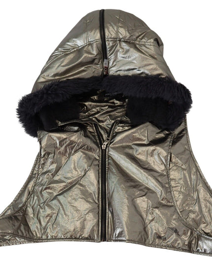 Dolce & Gabbana Silver Fur Whole Head Wrap Men Capello Nylon Hat