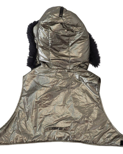 Dolce & Gabbana Silver Fur Whole Head Wrap Men Capello Nylon Hat