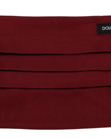 Dolce & Gabbana Maroon Silk Pleated Elastic Ear Strap One Size Face Mask