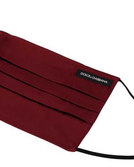 Dolce & Gabbana Maroon Silk Pleated Elastic Ear Strap One Size Face Mask