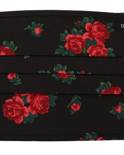 Dolce & Gabbana Black Floral Pleated Elastic Ear Strap One Size Face Mask