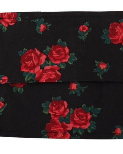 Dolce & Gabbana Black Floral Pleated Elastic Ear Strap One Size Face Mask