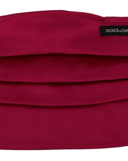 Dolce & Gabbana Maroon Silk Pleated Elastic Ear Strap One Size Face Mask