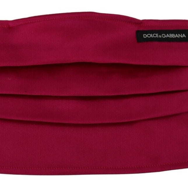 Dolce & Gabbana Maroon Silk Pleated Elastic Ear Strap One Size Face Mask