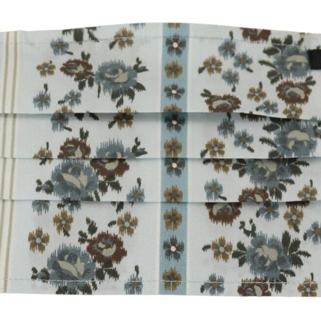 Dolce & Gabbana White Floral Cotton Pleated Elastic Ear Strap Face Mask