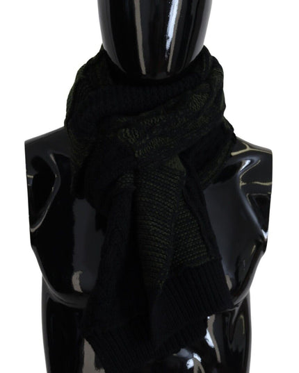 Dolce & Gabbana Black Green Knitted Men Neck Wrap Shawl Scarf